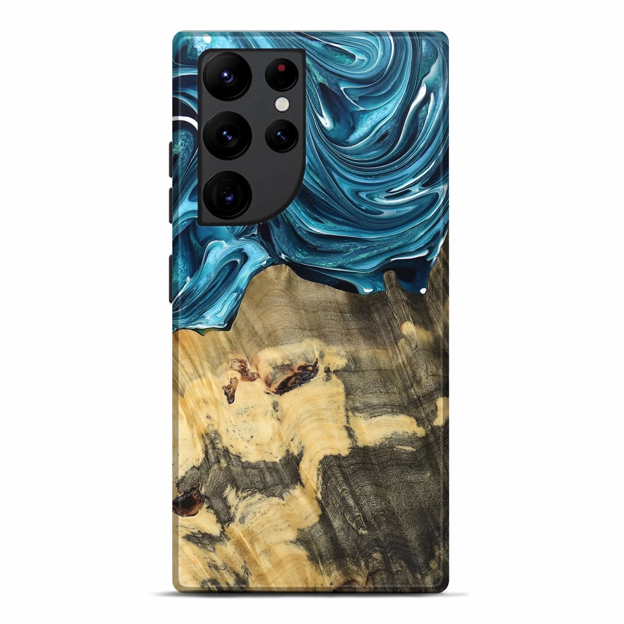 Galaxy S22 Ultra Wood Live Edge Phone Case - Demond (Blue, 768636) HD Screen Protector Anti Finger Oil