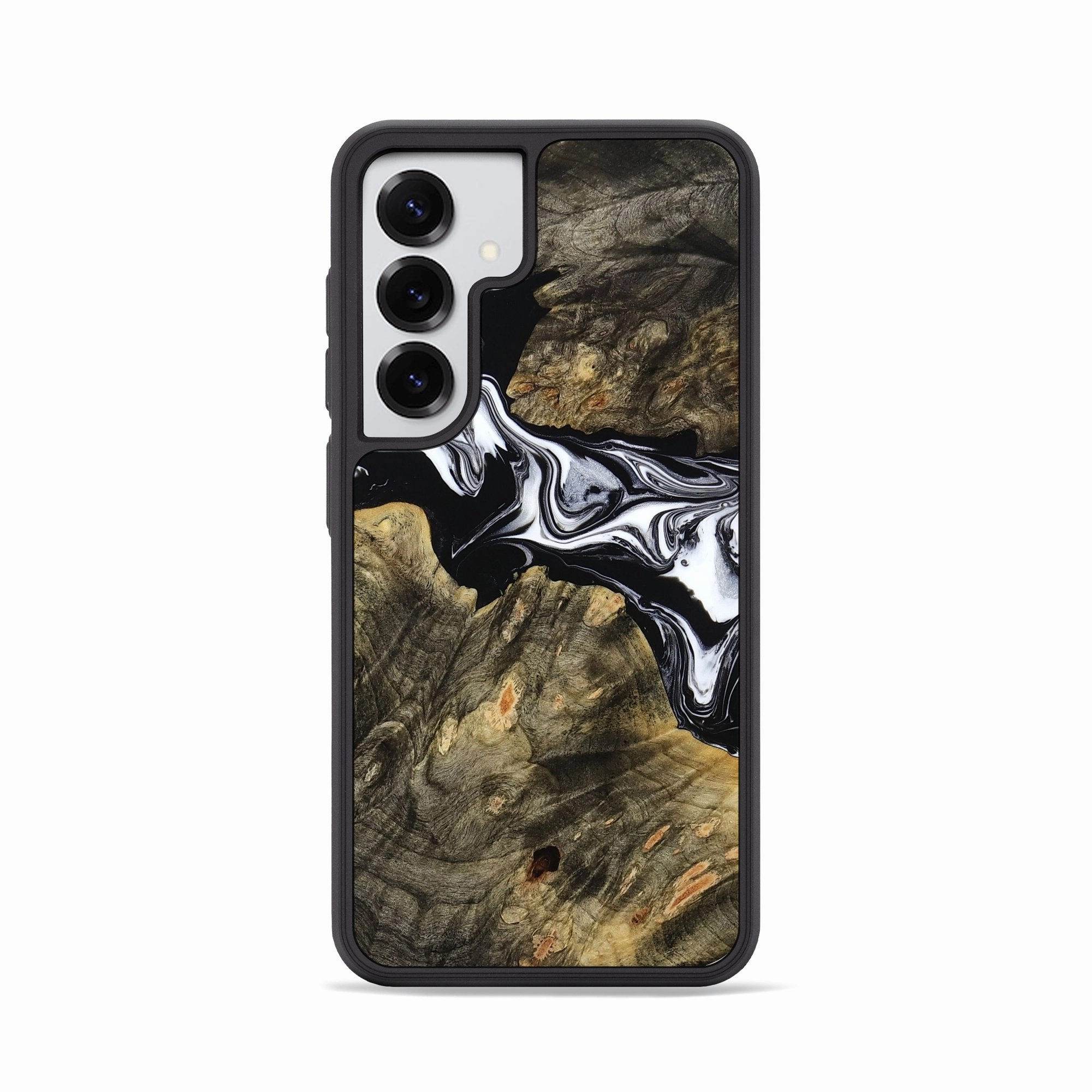 Galaxy S25 Wood Phone Case - Thad (Black & White, 772545) Protective Screen