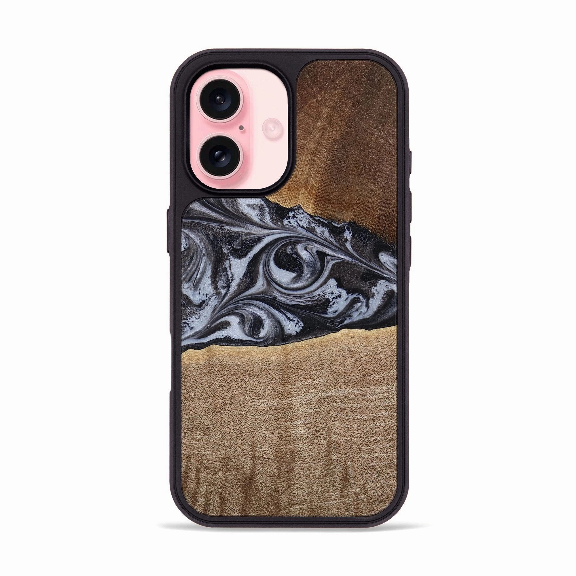 Iphone 16 Wood Phone Case - Berkley (Black & White, 771582) Crystal Clear Impact Resistant