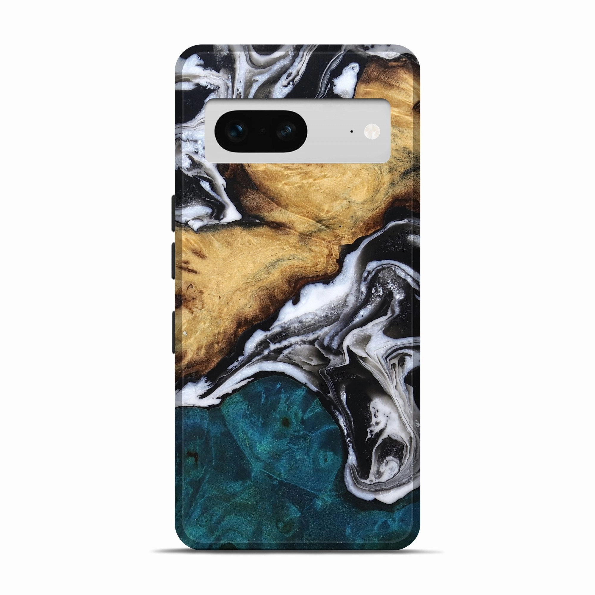 Pixel 7 Wood Live Edge Phone Case - Lacy (Black & White, 781469) Self Healing Bubble Free Screen