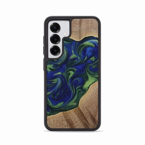 Smooth Touch Film Soft Edge Galaxy S25 Wood Phone Case - Lakelyn (Blue, 773395)