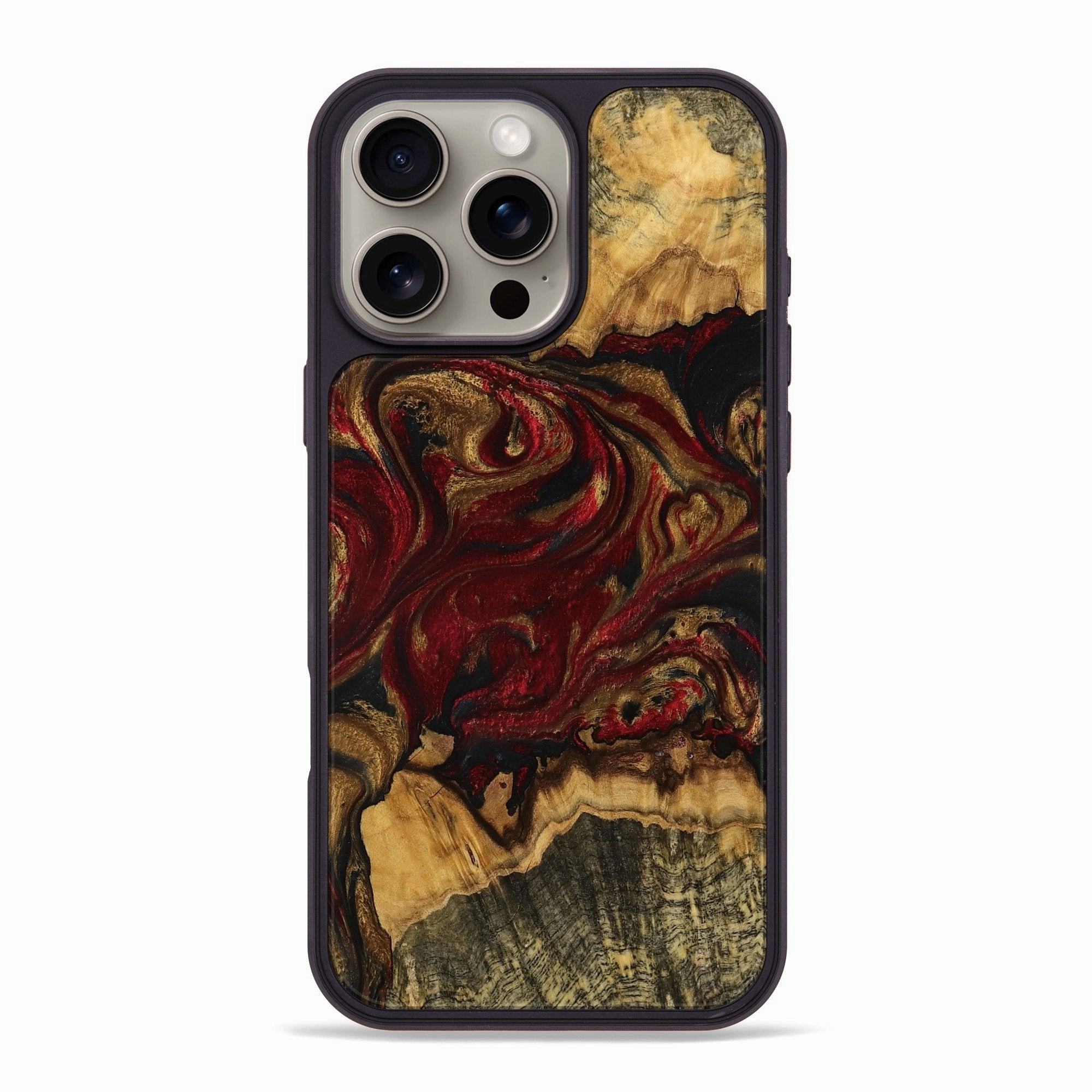 Iphone 16 Pro Max Wood Phone Case - Koen (Red, 770587) Crystal Clear Screen Shock Absorbing