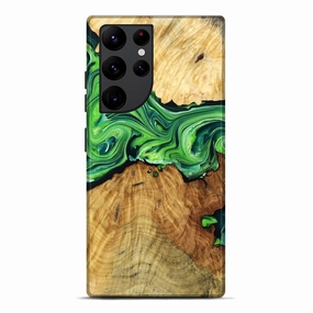 Galaxy S22 Ultra Wood Live Edge Phone Case - Benicio (Green, 775020) Dustproof Cover