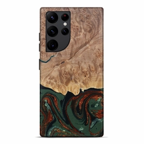 Galaxy S22 Ultra Wood Live Edge Phone Case - Jaylee (Green, 781018) Anti Finger Smear Anti Finger Mark