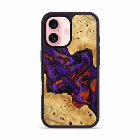 Rounded Edges Iphone 16 Wood Phone Case - Andres (Purple, 778276)