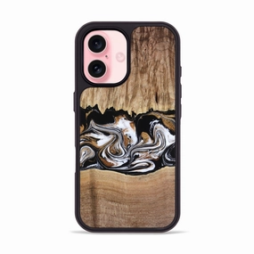 Iphone 16 Wood Phone Case - Baker (Black & White, 779225) Anti Finger Streak Edge to Edge Protection