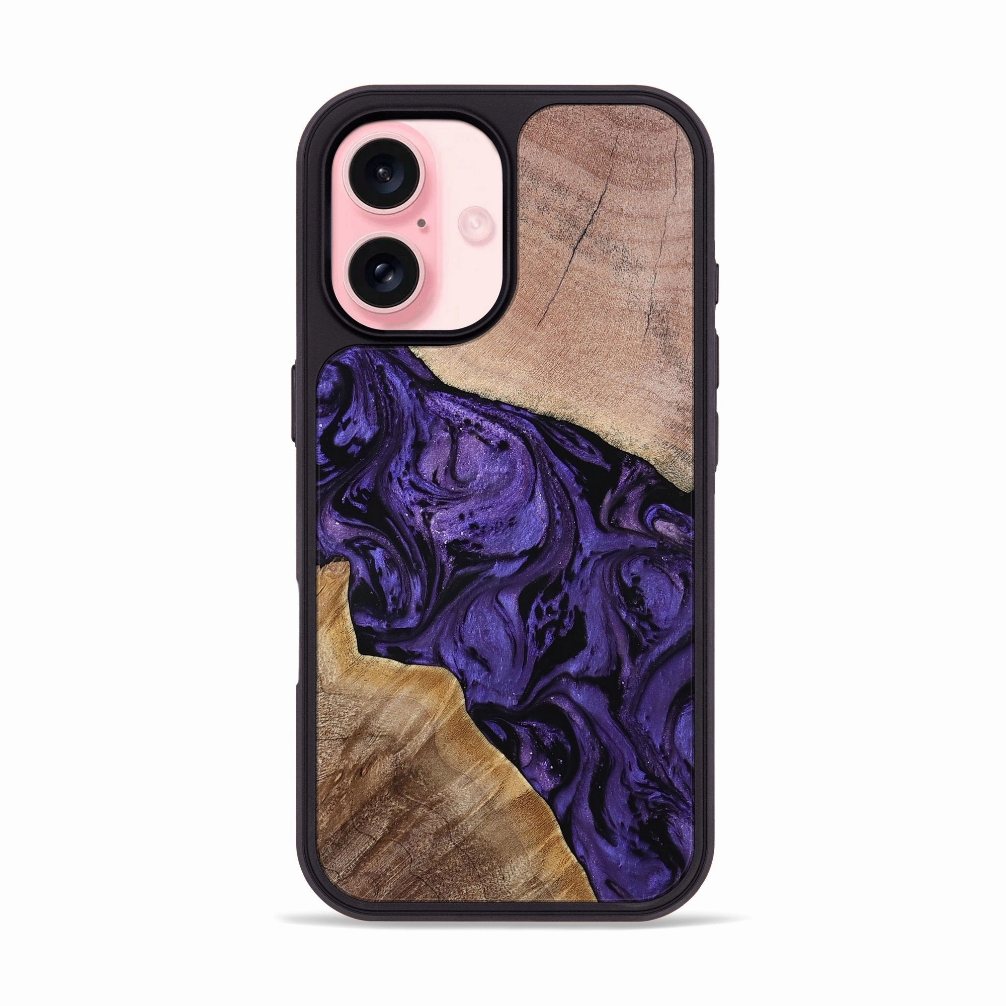Iphone 16 Wood Phone Case - Vernon (Purple, 768652) Grip Friendly Bubble Free Screen