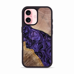 Iphone 16 Wood Phone Case - Vernon (Purple, 768652) Grip Friendly Bubble Free Screen