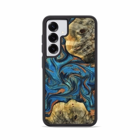 Anti Oil Film Dustproof Cover Galaxy S25 Wood Phone Case - Wilber (Teal & Gold, 776772)