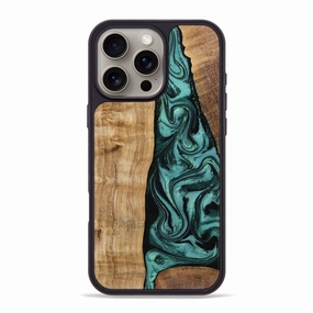 Iphone 16 Pro Max Wood Phone Case - Freyja (Green, 770194) Anti Finger Oil Coating