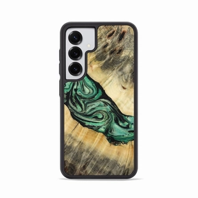 Scratch Resistant Glass Edge Protection Galaxy S25 Wood Phone Case - Sydnee (Green, 774699)