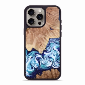 Anti Spy Iphone 16 Pro Max Wood Phone Case - Jessica (Blue, 769278)