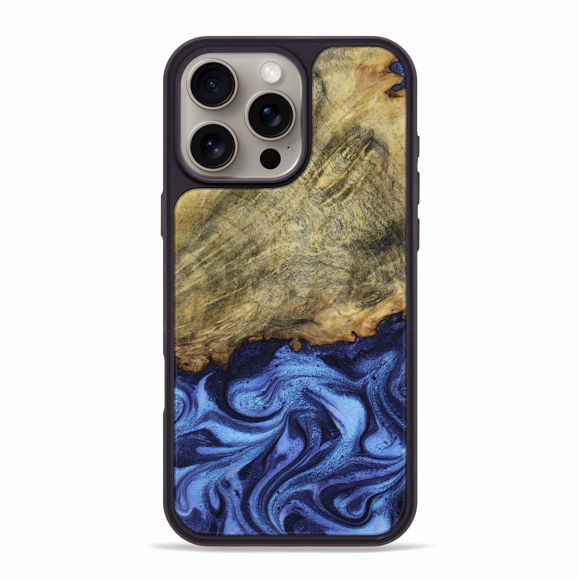 Iphone 16 Pro Max Wood Phone Case - Darwin (Blue, 769816) Anti Glare