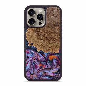 Iphone 16 Pro Max Wood Phone Case - Kristen (Blue, 773449) Anti Finger Smudge Edge to Edge Protection