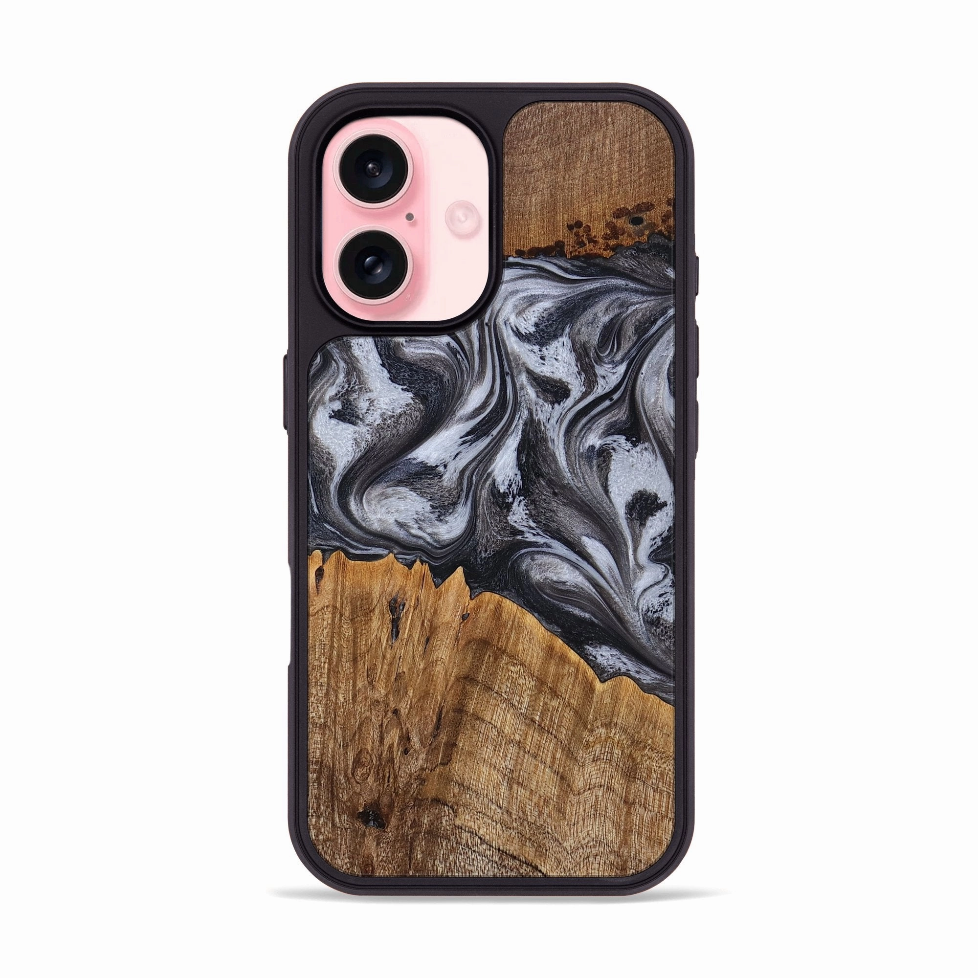 Fingerprint Resistant Tempered Screen Protector Iphone 16 Wood Phone Case - Austin (Black & White, 771579)