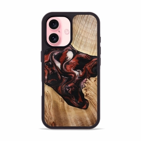 Iphone 16 Wood Phone Case - Talia (Red, 778554) Anti Reflection Screen Fingerprint Repellent