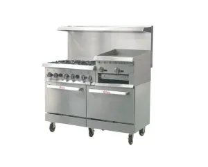 IKON - IR-6B-24RG-60, 60" Gas Range With 24?? Raised Griddle & 6 Burners 306,000 BTU