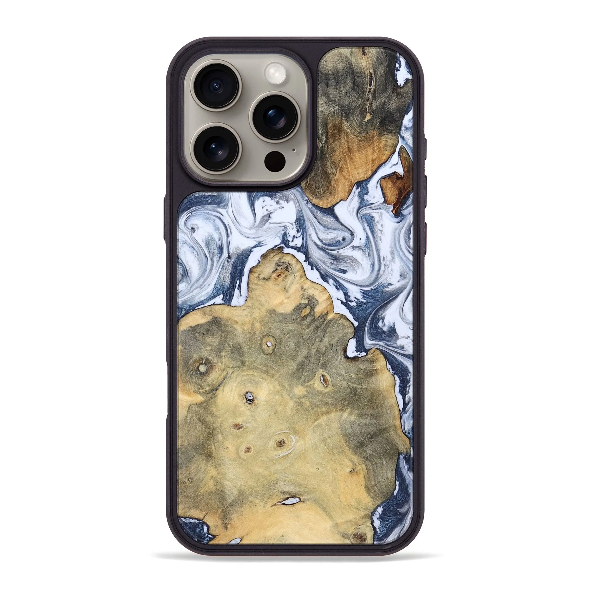 Iphone 16 Pro Max Wood Phone Case - Kellen (Blue, 781799) Ultra Thin Anti Glare Film