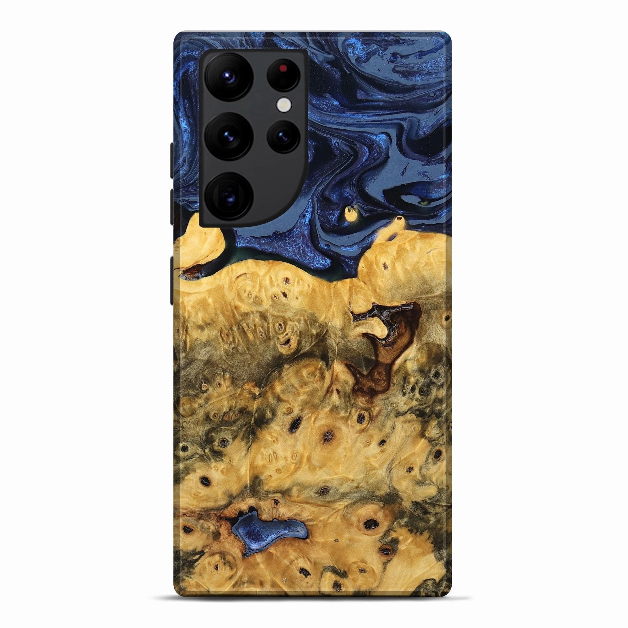 Galaxy S22 Ultra Wood Live Edge Phone Case - Emmit (Blue, 778765) Anti Yellowing Anti Static