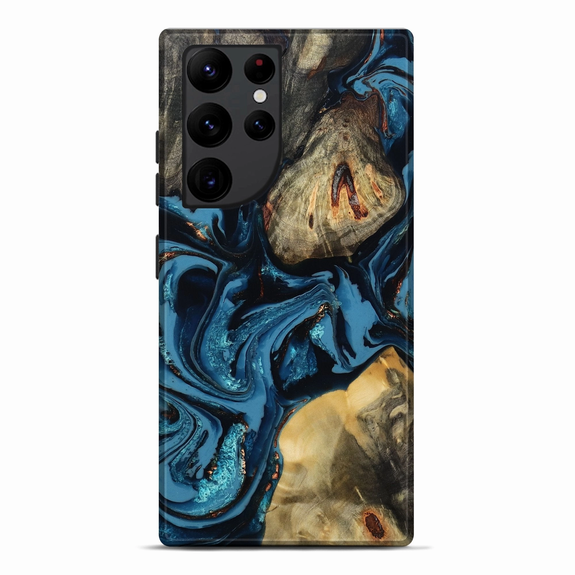 Galaxy S22 Ultra Wood Live Edge Phone Case - Giada (Teal & Gold, 780325) Anti Spy Film Anti Fingerprint Shield
