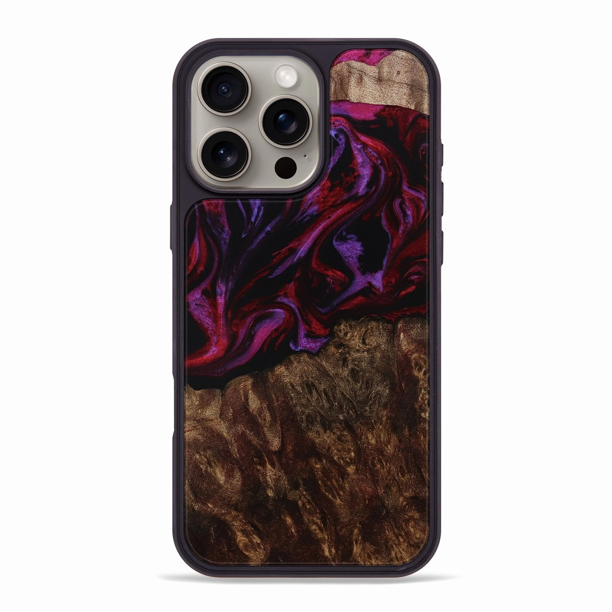 Iphone 16 Pro Max Wood Phone Case - Nola (Red, 773337) Self Healing Fingerprint Shield
