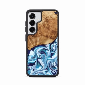 Galaxy S25 Wood Phone Case - Nayely (Blue, 777608) Anti Static