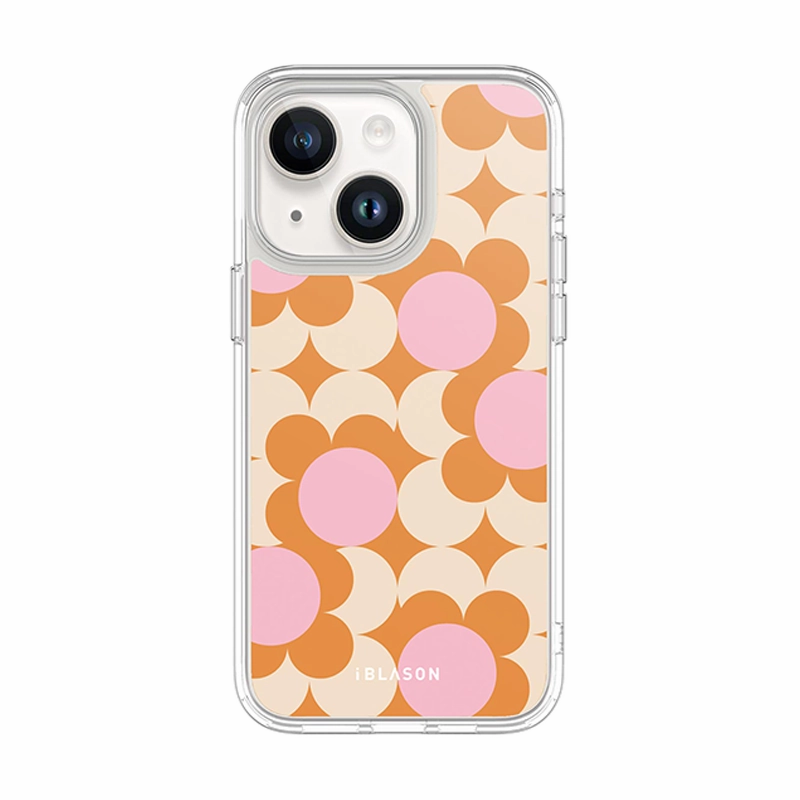 Ultra Slim Protector Slim Screen Protector Iphone 15 Plus Halo Magsafe Cute Phone Case - Orange Retro Geometric