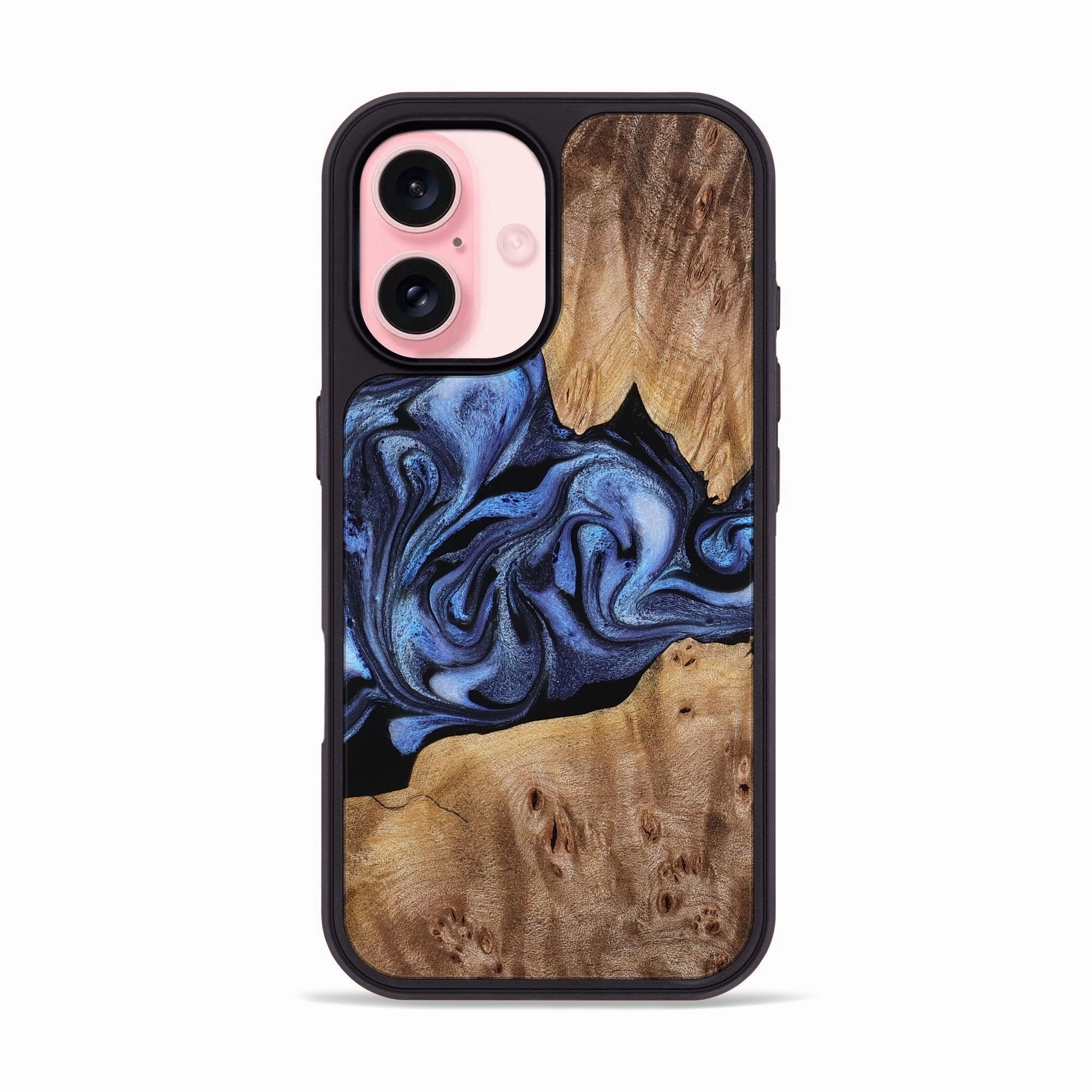Iphone 16 Wood Phone Case - Aedan (Blue, 770156) Smooth Touch Ultra Clear