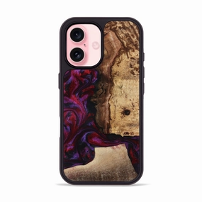 Anti Blue Light Fingerprint Free Iphone 16 Wood Phone Case - Chance (Red, 781627)