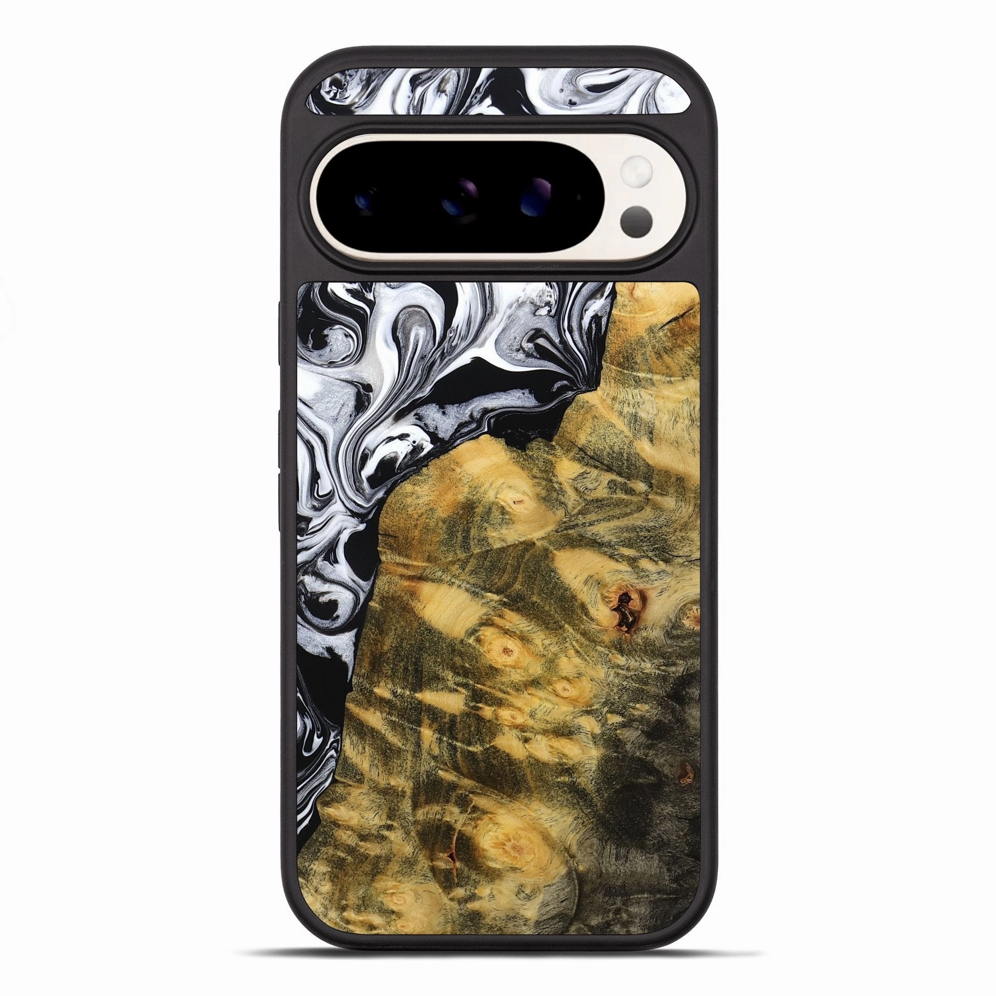 Shock Absorption Pixel 10 Pro Xl Wood Phone Case - Joel (Black & White, 772543)