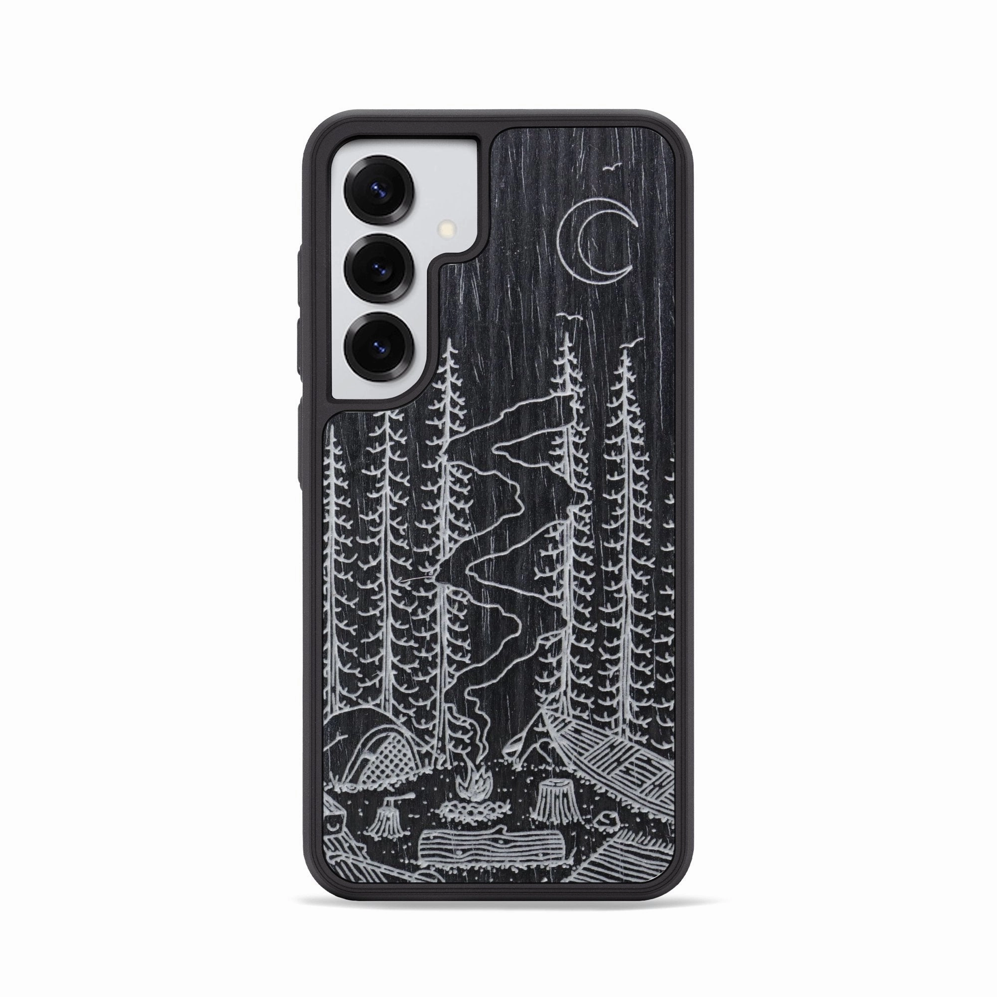 Anti Oil Film Fingerprint Shield Galaxy S25 Wood Phone Case - Camp - Ebony (Curated)