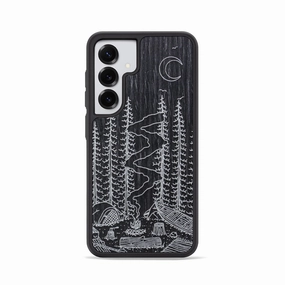 Anti Oil Film Fingerprint Shield Galaxy S25 Wood Phone Case - Camp - Ebony (Curated)