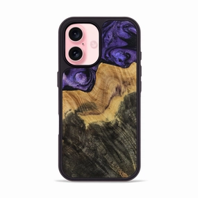 Fingerprint Resistant Screen Drop Resistant Iphone 16 Wood Phone Case - Estell (Purple, 772083)