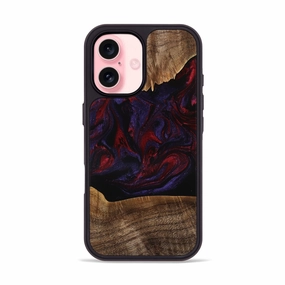 Iphone 16 Wood Phone Case - Makaila (Red, 771143) Scratch Protection Fingerprint Shield