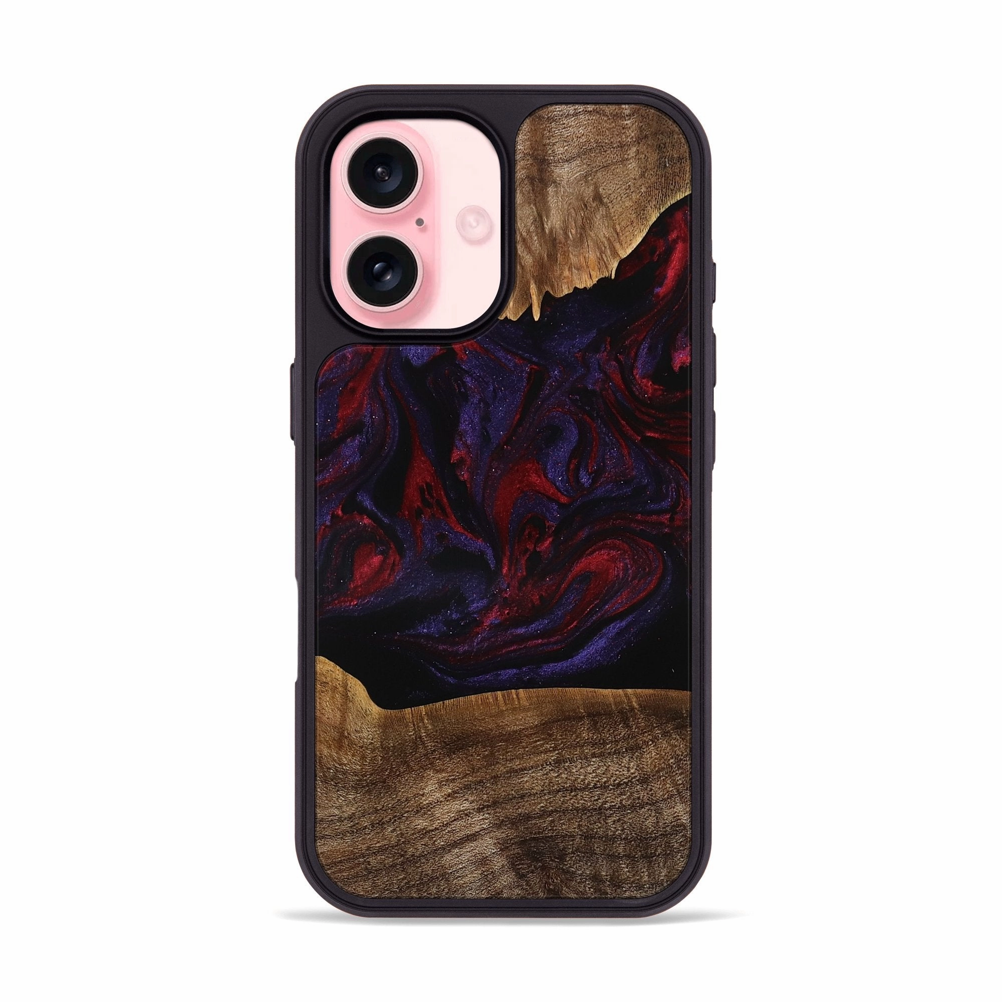 Iphone 16 Wood Phone Case - Makaila (Red, 771143) Scratch Protection Fingerprint Shield