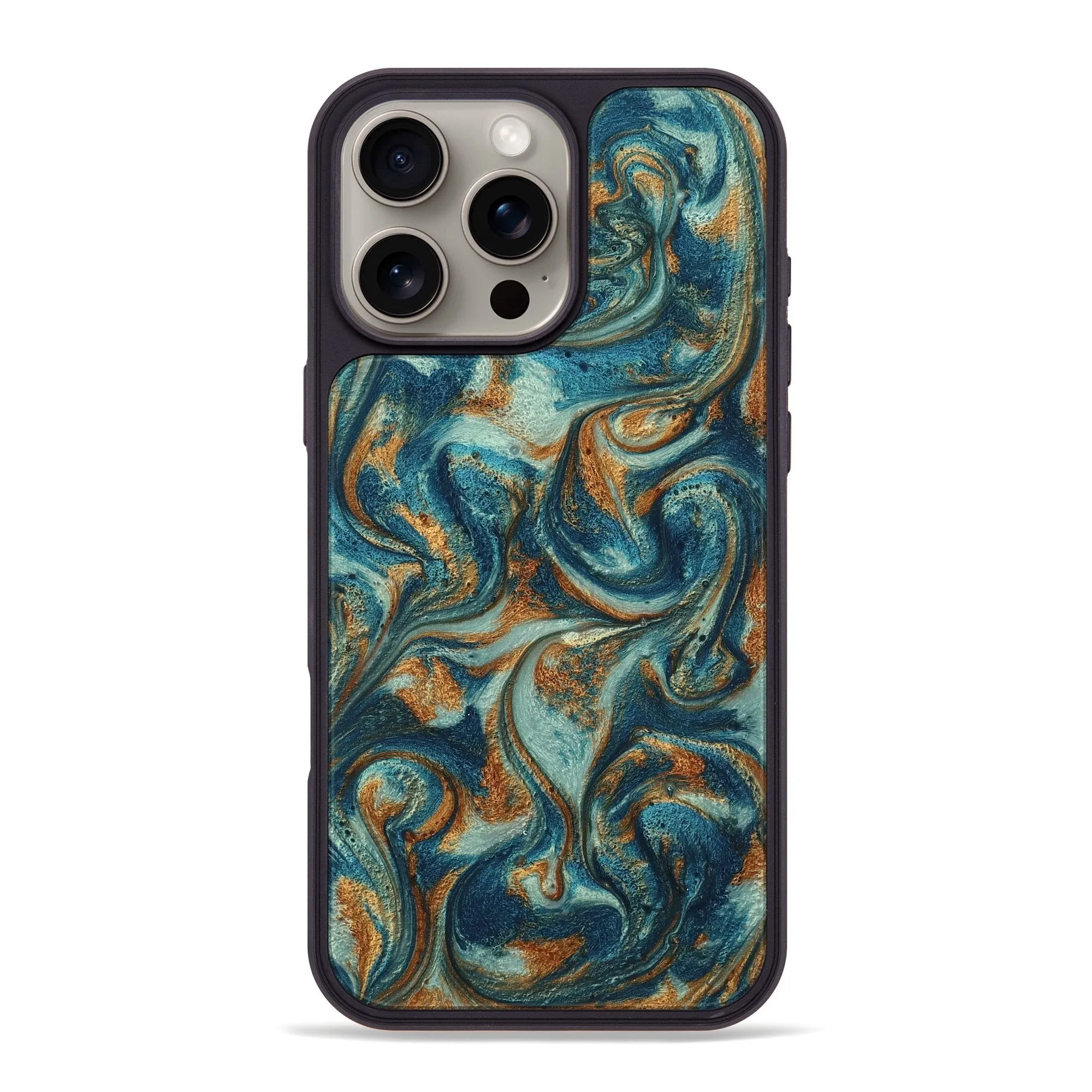 Anti Static Iphone 16 Pro Max Resinart Phone Case - Azael (Teal & Gold, 780231)