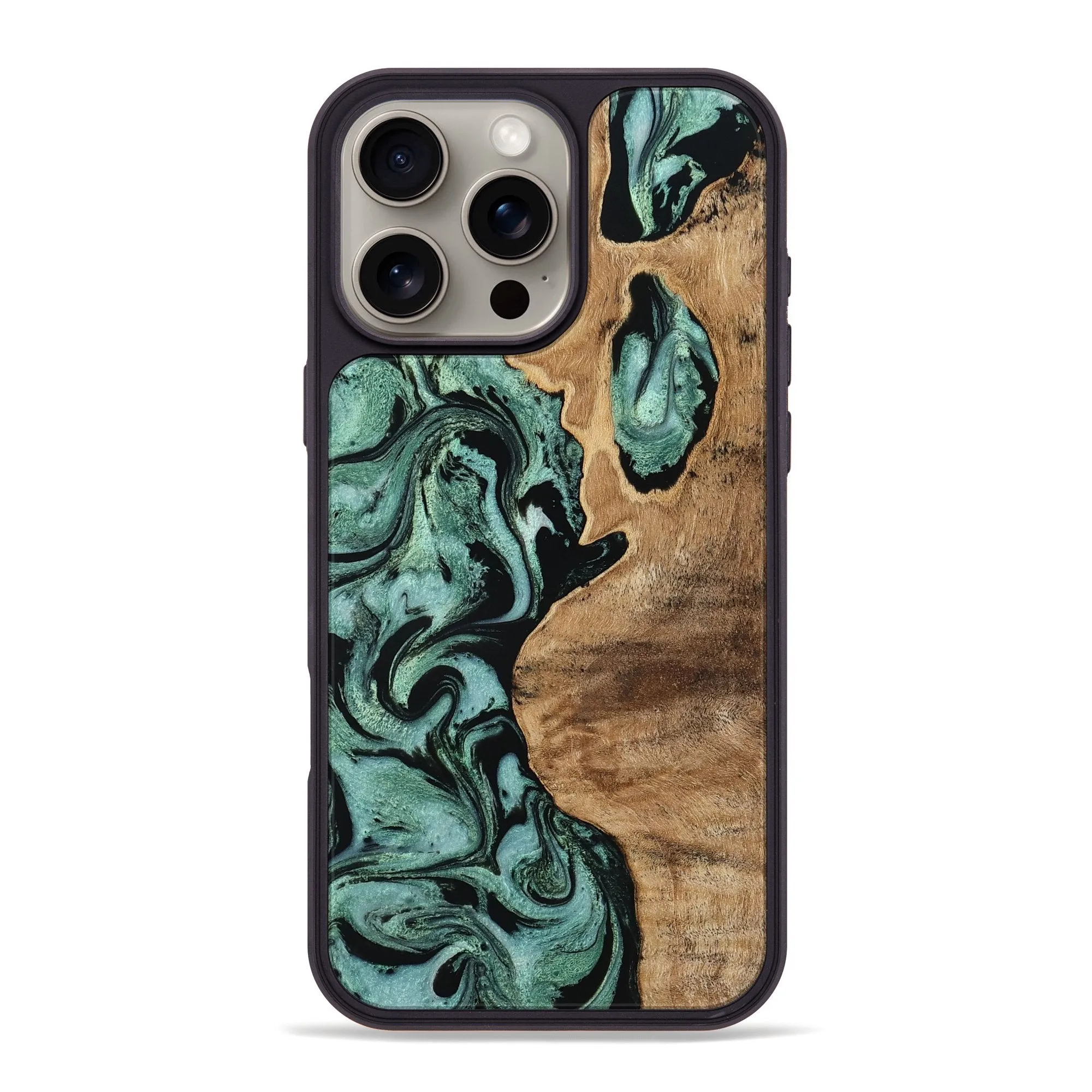 Iphone 16 Pro Max Wood Phone Case - Alonzo (Green, 781760) Scratch Resistant Glass Shock Guard