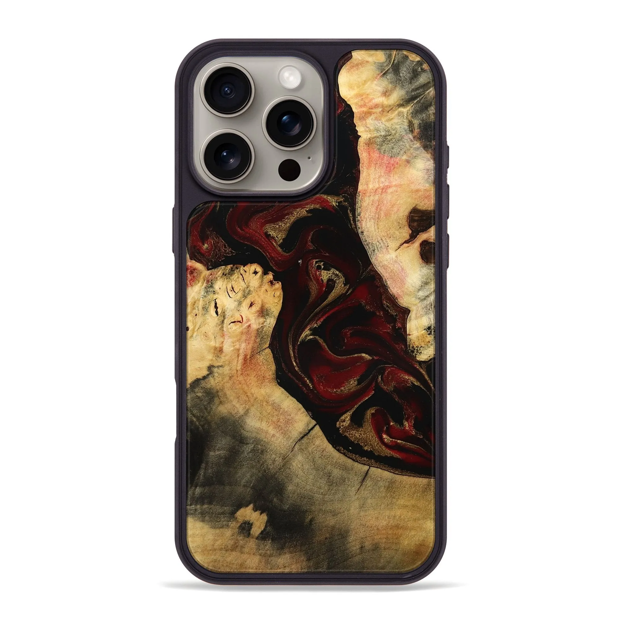 Iphone 16 Pro Max Wood Phone Case - Alvina (Red, 775684) Anti Reflection Screen