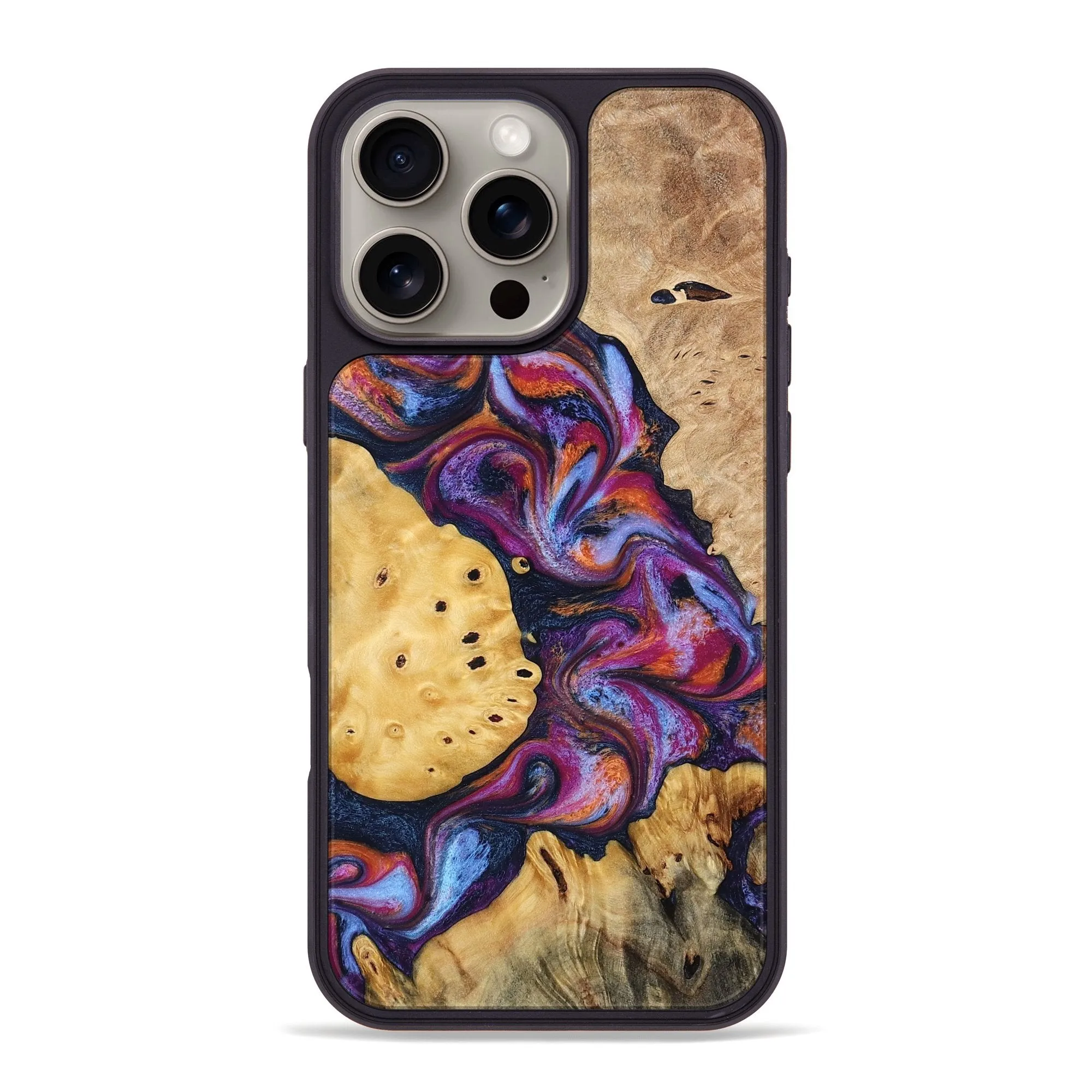 Iphone 16 Pro Max Wood Phone Case - Ares (Blue, 775533) Smooth Touch Film Anti Spy Film