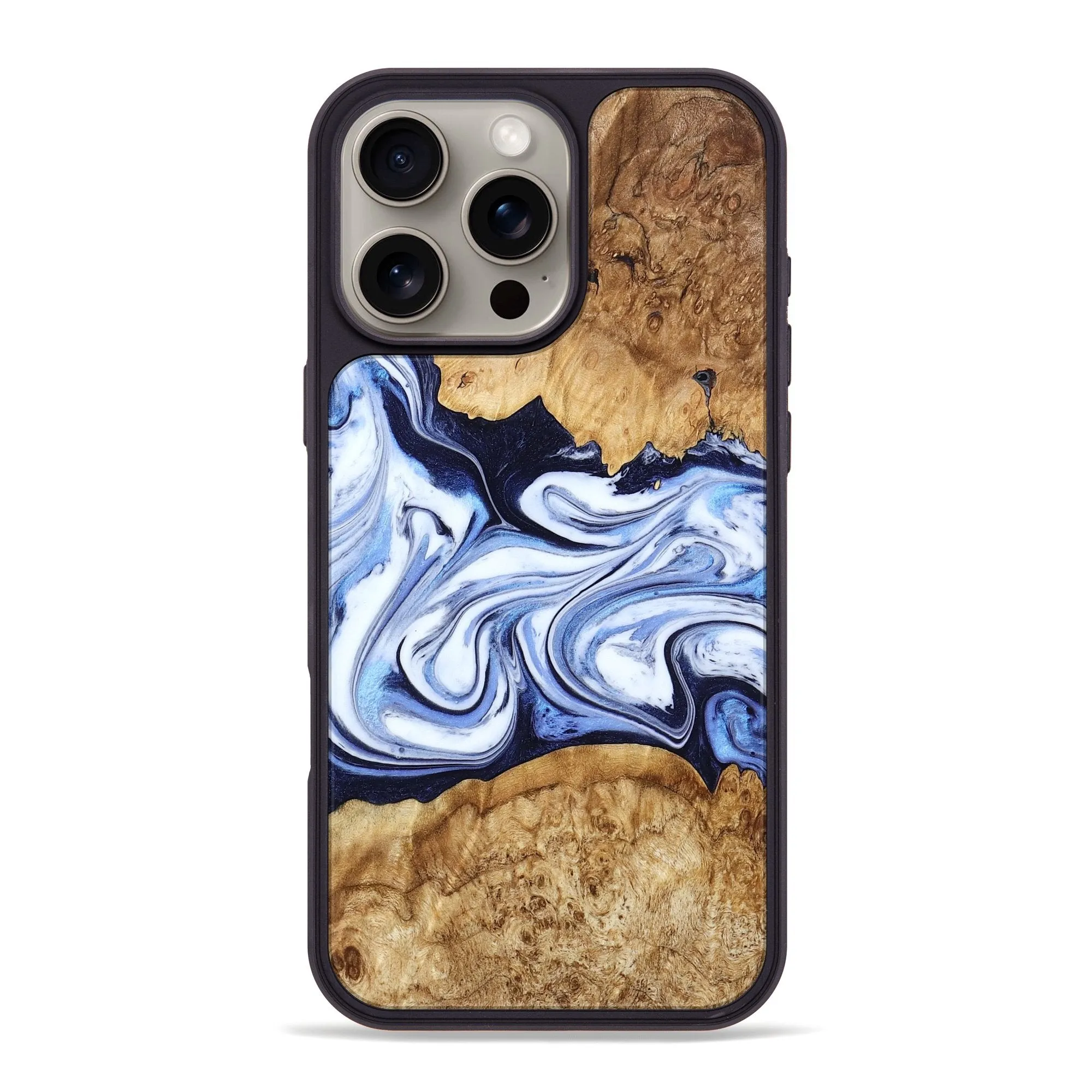 Iphone 16 Pro Max Wood Phone Case - Ariah (Blue, 781150) Screen Guard Scratch Resistant Glass