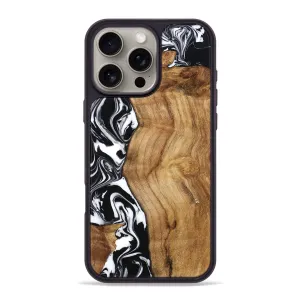 Iphone 16 Pro Max Wood Phone Case - Belen (Black & White, 777566) Anti Finger Mark Film Reinforced Corners