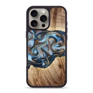 Iphone 16 Pro Max Wood Phone Case - Bertie (Teal & Gold, 779219) Self Healing Protective Layer