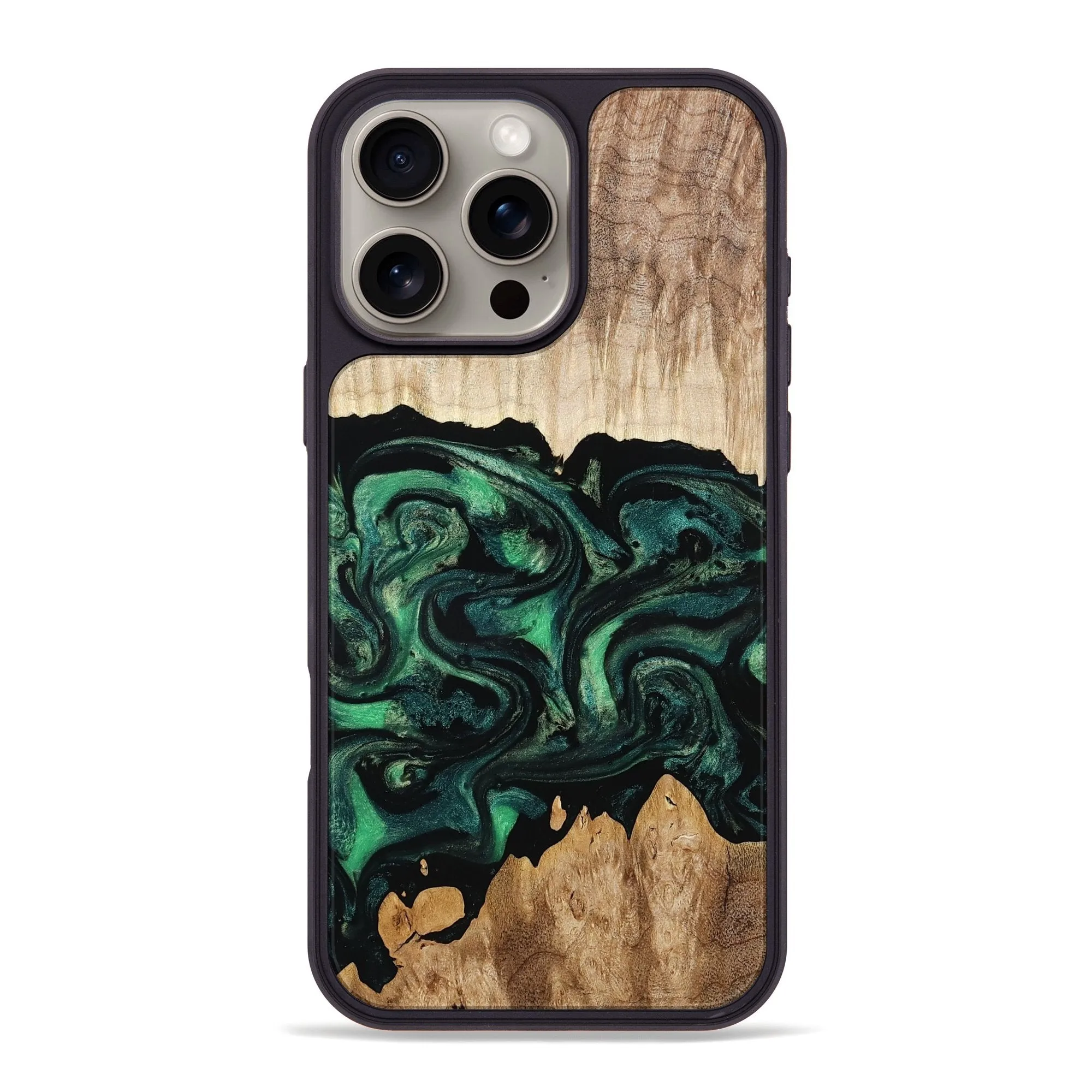 Protective Layer Scratch Resistant Iphone 16 Pro Max Wood Phone Case - Birdie (Green, 781741)