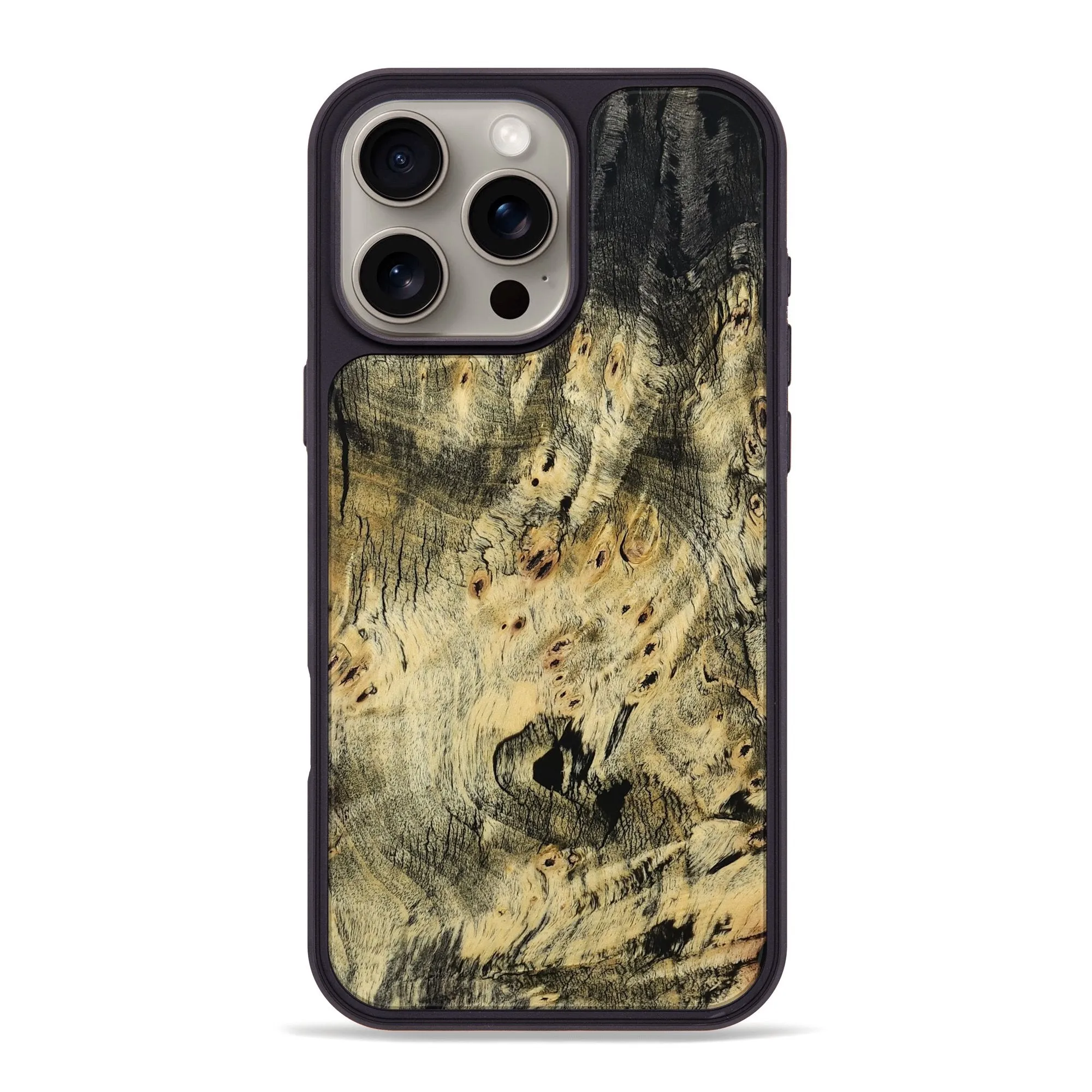Iphone 16 Pro Max Wood Phone Case - Buster (Wood Burl, 780531) Anti Yellowing Screen Reinforced Corners