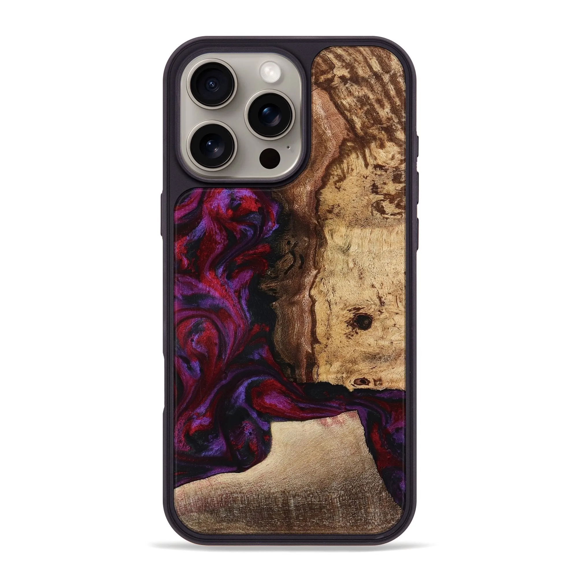 Iphone 16 Pro Max Wood Phone Case - Chance (Red, 781627) Anti Fingerprint Coating