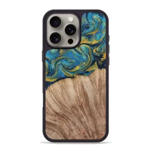 Iphone 16 Pro Max Wood Phone Case - Ciera (Teal & Gold, 780169) Anti Dust