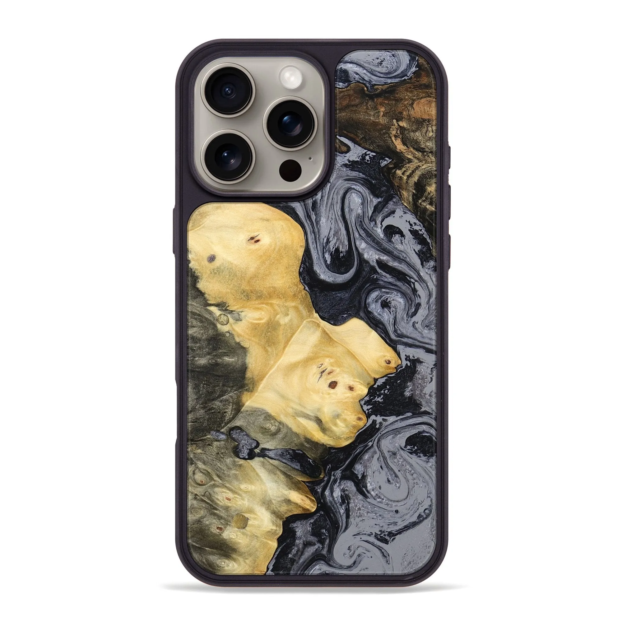 Iphone 16 Pro Max Wood Phone Case - Coby (Black & White, 780965) Bubble Free