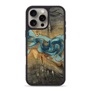 Iphone 16 Pro Max Wood Phone Case - Damari (Teal & Gold, 780264) Anti Yellowing Film Shock Absorption