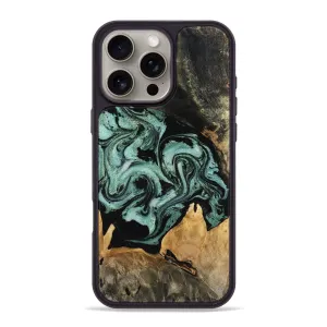 Iphone 16 Pro Max Wood Phone Case - Elna (Green, 781740) Anti Reflection Raised Edges