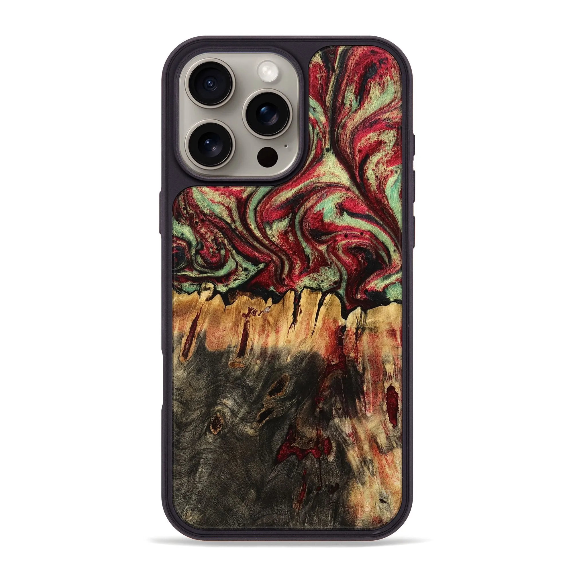 Tempered Screen Protector Scratch Proof Iphone 16 Pro Max Wood Phone Case - Esther (Red, 778558)